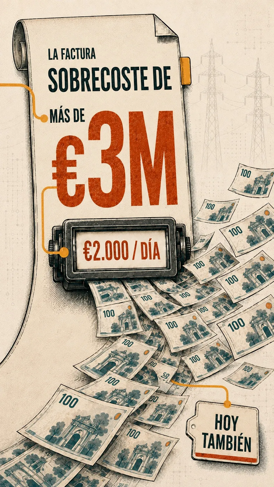 Fotograma: «La factura», un recibo larguísimo lleno de billetes.
